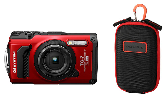 OM SYSTEM<br/>TG7 ROUGE + ETUI RIGIDE CSCH107