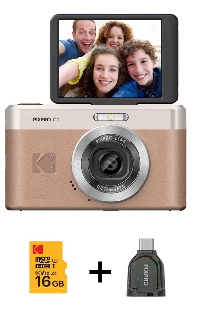 KODAK<br/>PIXPRO C1 MARRON + SD 16GB + LECTEUR