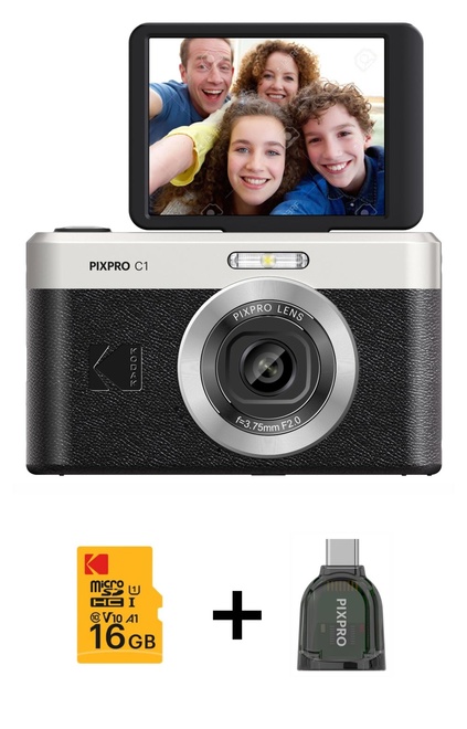 KODAK<br/>PIXPRO C1 NOIR + SD 16GB + LECTEUR
