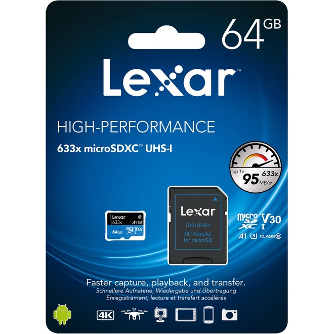 LEXAR MICRO SDHC 64GB 633X UHS1 U1 CL10