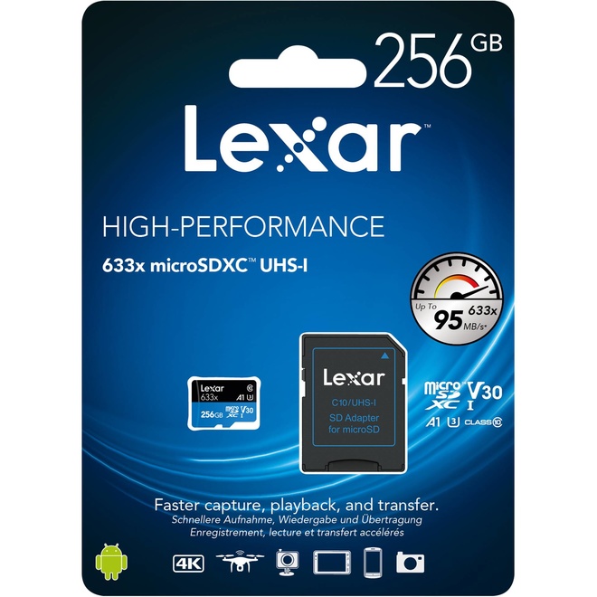 LEXAR<br/>MICRO SDHC 256GB 633X UHS1 U1 CL10