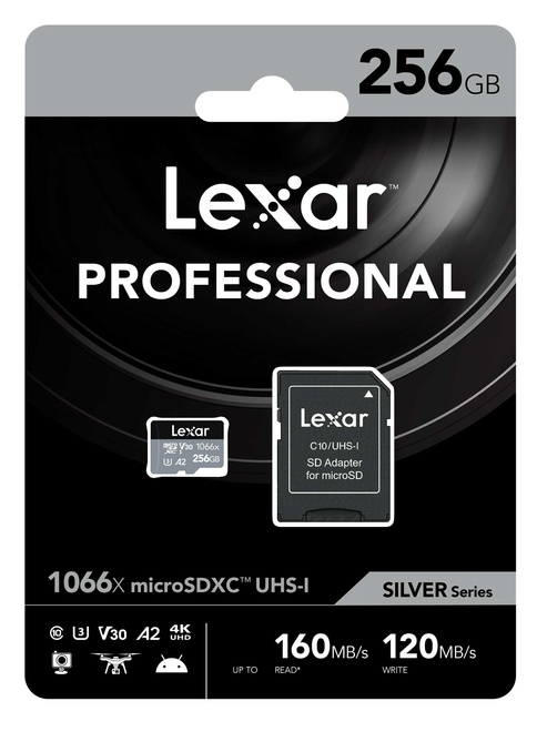 LEXAR<br/>MICROSD SILVER SERIES UHS-I 256GB V30