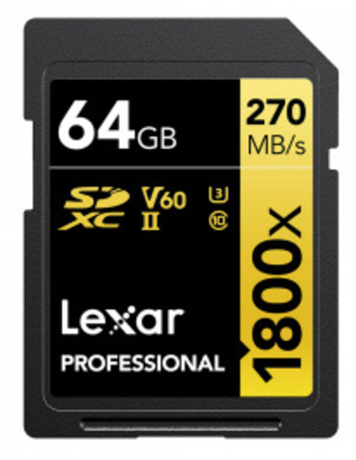 LEXAR<br/>SDXC PRO GOLD UHS-II 1800X 64GB V60