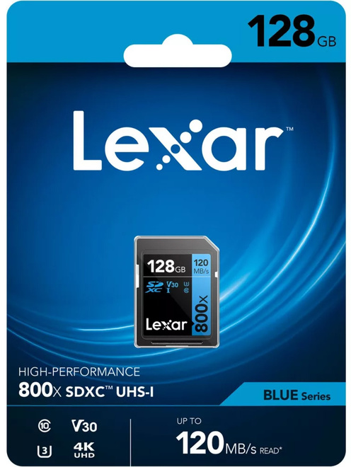 LEXAR<br/>SDXC 800X PRO BLUE SERIES 128GB UHS1 V30