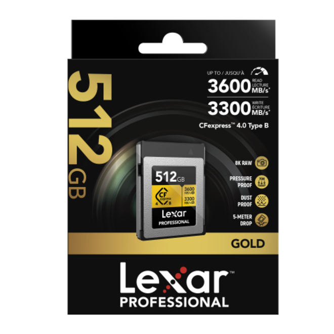 LEXAR<br/>CFEXPRESS PRO TYPE B GOLD 4.0 512GB