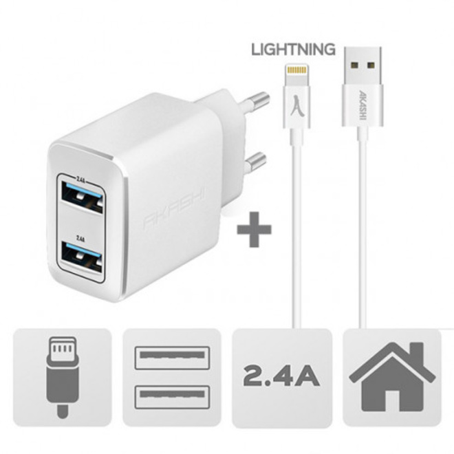 AKASHI C/SECT BLC 2A4 USB+CAB1M LIGHTNING