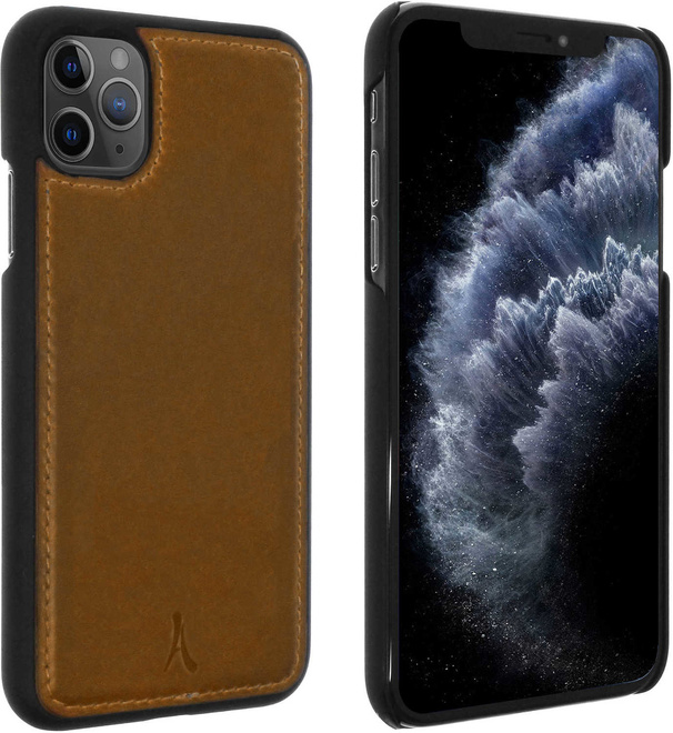 AKASHI<br/>coque cuir italien marron p/iph 11 pro