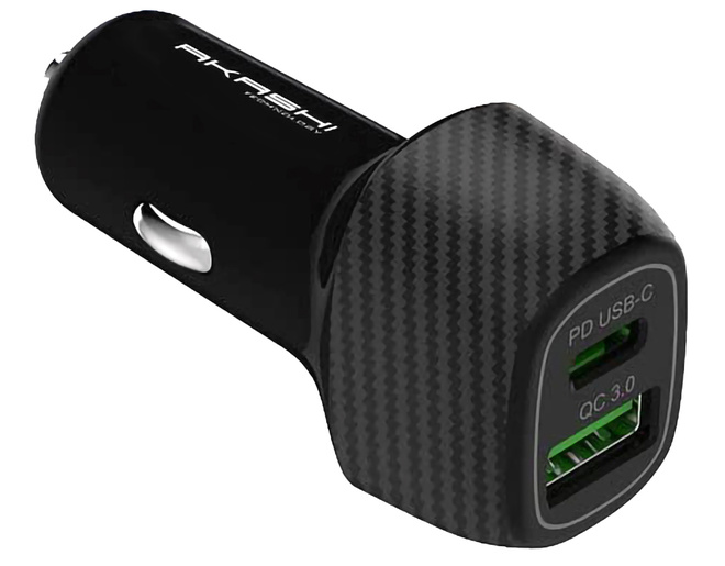 AKASHI<br/>prise al/cigares usb/usb-c 3a 18w noir