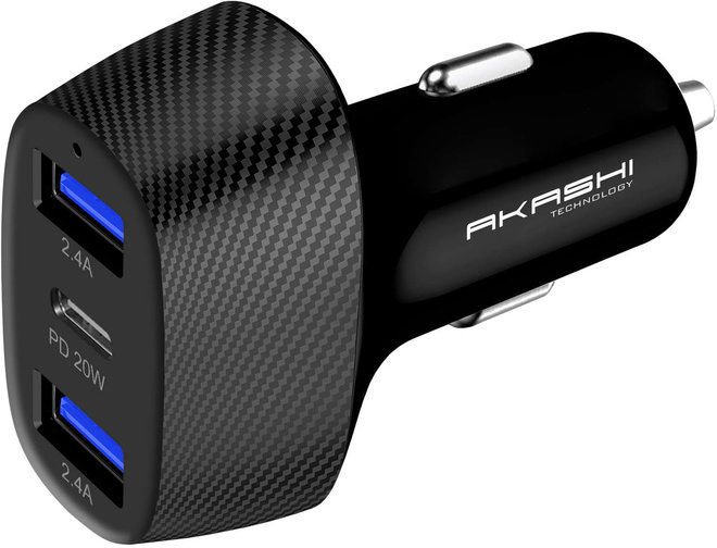 AKASHI prise al/cigares 2usb/usb-c 3a4 37w noir