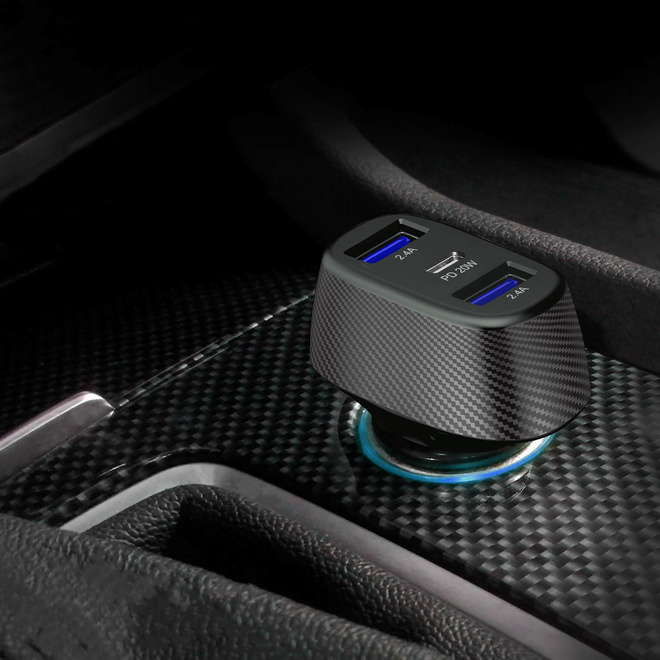 AKASHI<br/>prise al/cigares 2usb/usb-c 3a4 37w noir