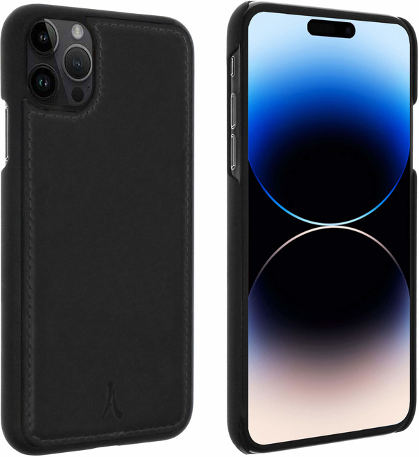 AKASHI<br/>coque noir cuir italien p/ip 14 pro