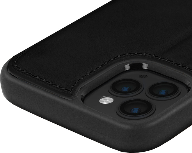 AKASHI<br/>coque noir cuir italien p/ip 14 pro