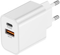 AKASHI<br/>chargeur secteur usb-a + usb-c 15w blanc