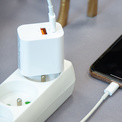 AKASHI<br/>chargeur secteur usb-a + usb-c 15w blanc