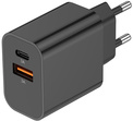 AKASHI<br/>chargeur secteur usb-a + usb-c 15w noir