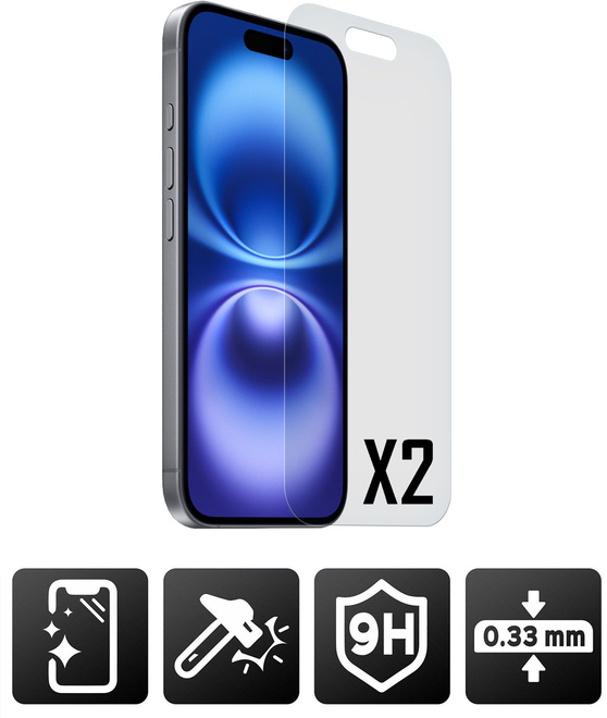 AKASHI<br/>2 VERRES TREMPES P/IPH 16 PLUS