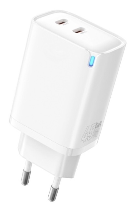 AKASHI<br/>c/sect 45w GaN double usb-c blanc