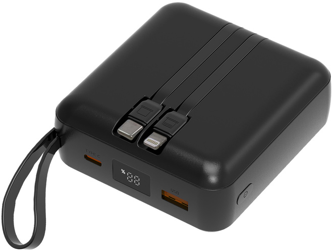 AKASHI<br/>powerbank 10000mah + cables usc-a/c lith