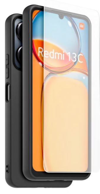 XIAOMI<br/>coque noir tpu + verre trempe redmi 13c