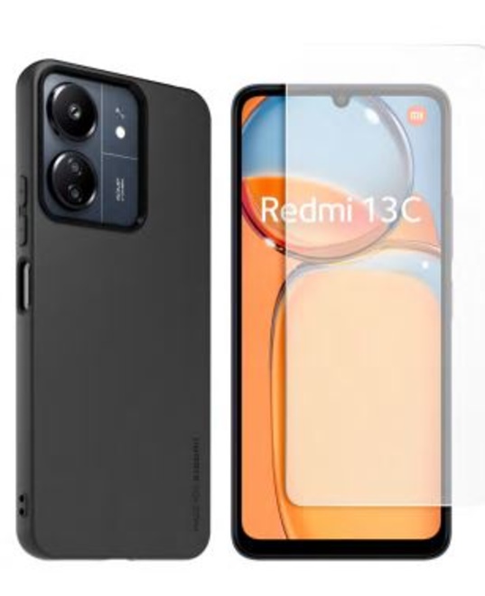 XIAOMI<br/>coque noir tpu + verre trempe redmi 13c