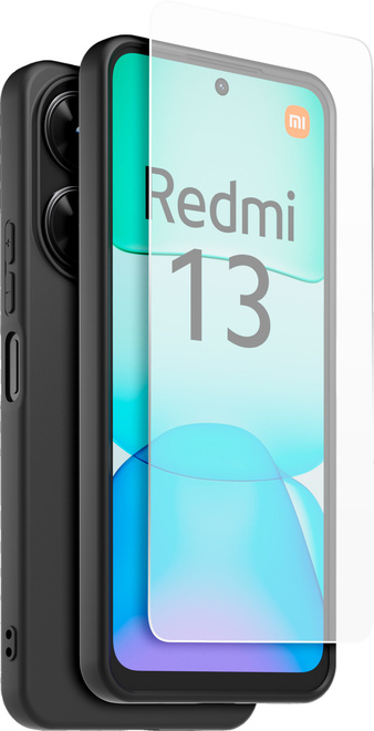 XIAOMI<br/>coque noire + verre trempe redmi 13 4g