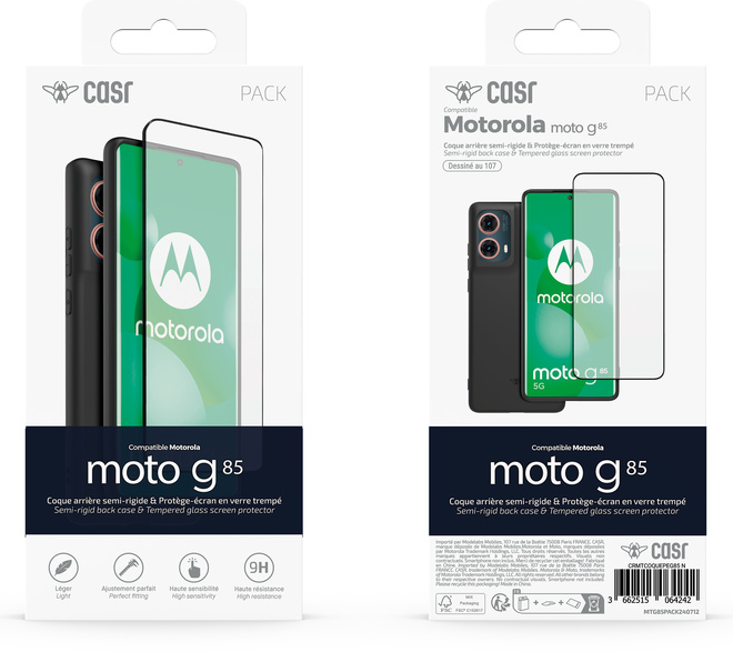 CASR<br/>coque noire+prot ecran moto g85