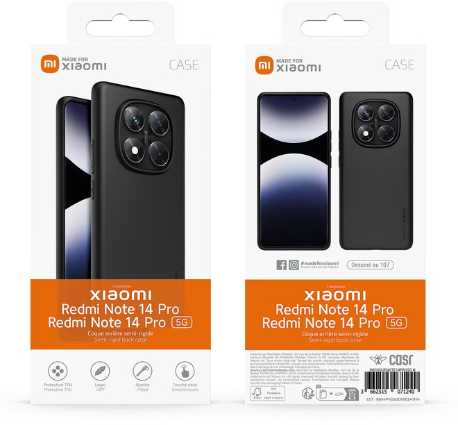 XIAOMI<br/>coque tpu noir p/redmi note 14 pro 4g/5g