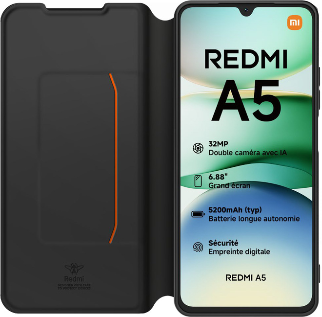 XIAOMI<br/>etui folio noir + dragonne redmi a5