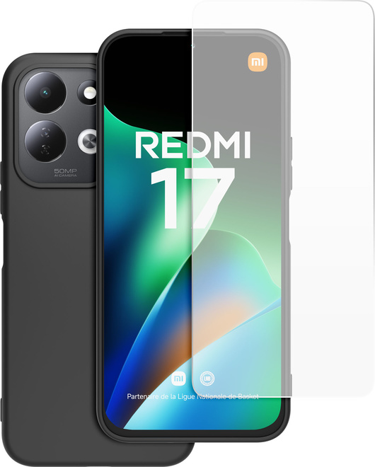 XIAOMI<br/>coque noir tpu + verre trempe redmi17