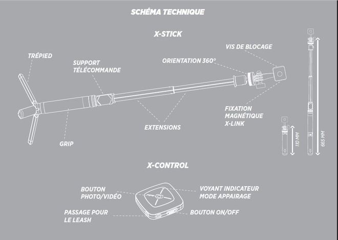 CROSSCALL<br/>perche bluetooth avec trepied x-link