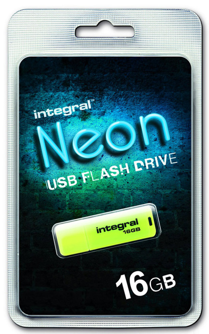 INTEGRAL<br/>cle usb fluo jaune 16go.