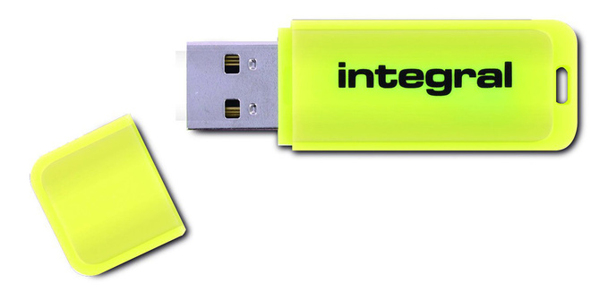 INTEGRAL<br/>cle usb fluo jaune 16go.