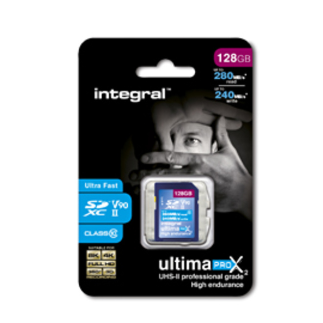 INTEGRAL<br/>SDXC 128GB V90 8K 280/240MB