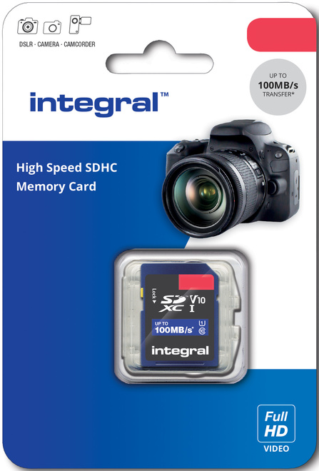 INTEGRAL<br/>SDHC 16GB V10 FULL HD