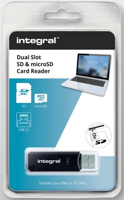 INTEGRAL<br/>lect cartes usb 3.0 dual slot sd msd