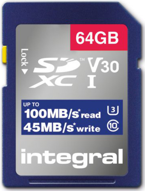 INTEGRAL<br/>SDXC 64GB CL10 V30 45MB