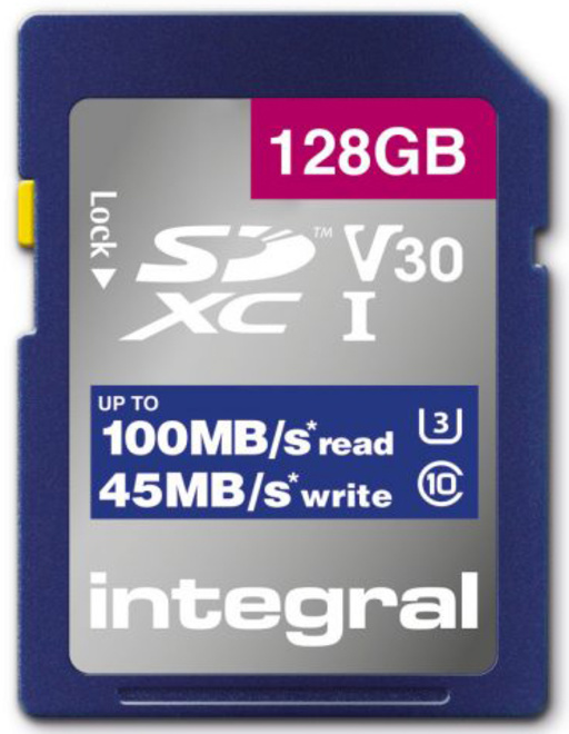 INTEGRAL<br/>SDXC 128GB CL10 V30 45MB
