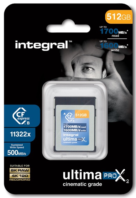 INTEGRAL<br/>CFEXPRESS 512GO CINEMATIC 8K RAW 500MB/S