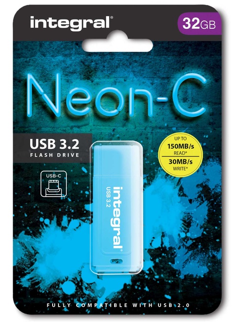 INTEGRAL<br/>cle usb 32go.usb-c 3.2.bleu.