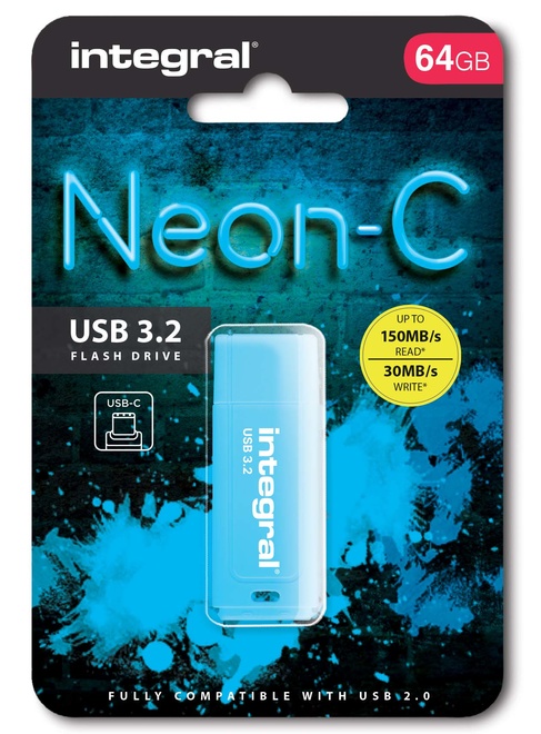 INTEGRAL<br/>cle usb 64go.usb-c 3.2.bleu.