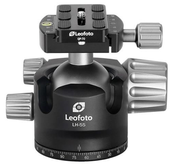 LEOFOTO<br/>ROTULE LH-55 + PLATEAU QP-70