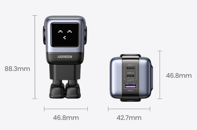 UGREEN<br/>charg sect robot gan 3 ports 65w gris