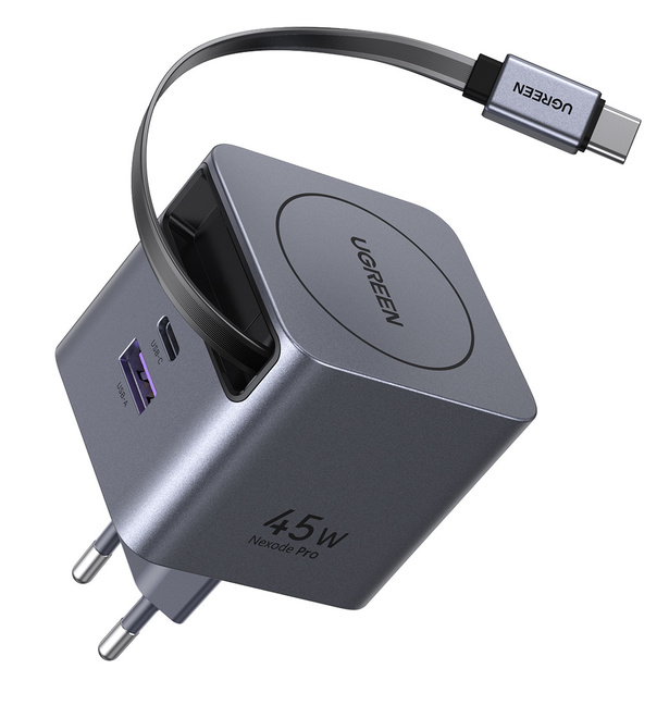 UGREEN<br/>charg sect 45w 2 port + usb/c retractabl