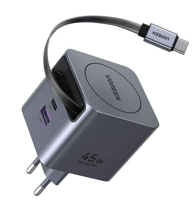 UGREEN<br/>charg sect 65w 2 port + usb/c retractabl