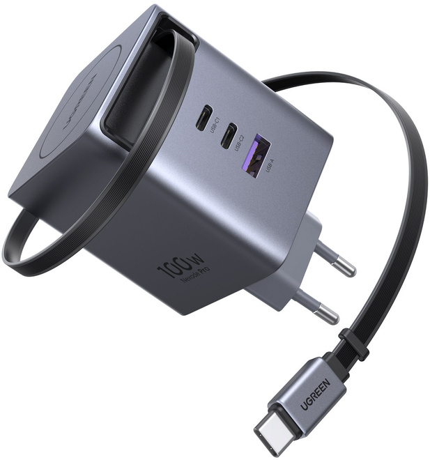 UGREEN<br/>charg sect 100w 3 port + usb/c retractab