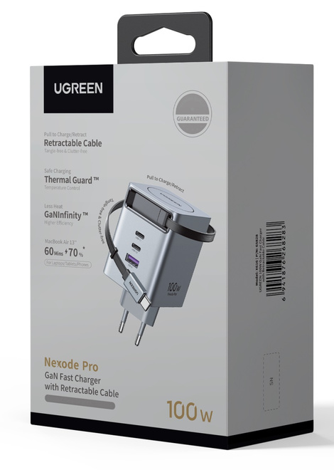 UGREEN<br/>charg sect 100w 3 port + usb/c retractab