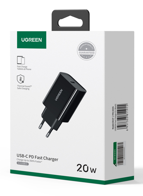 UGREEN<br/>chargeur secteur usb-c 20w noir