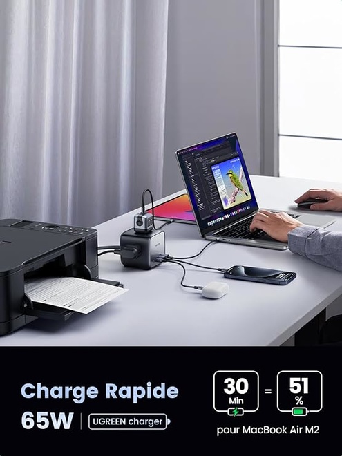 UGREEN<br/>charg multiprise + 2 usb/a + 2 usb/c 65w