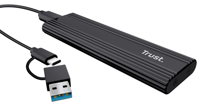 TRUST<br/>boitier compact usb-c/a pour carte ssd.