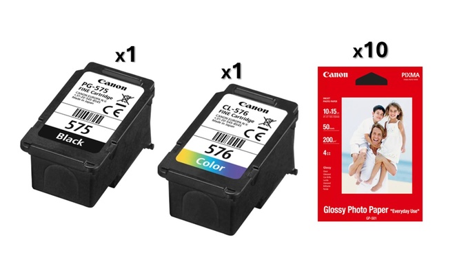 CANON<br/>cart PG575/CL576 x1+pap photo GP501 x10.